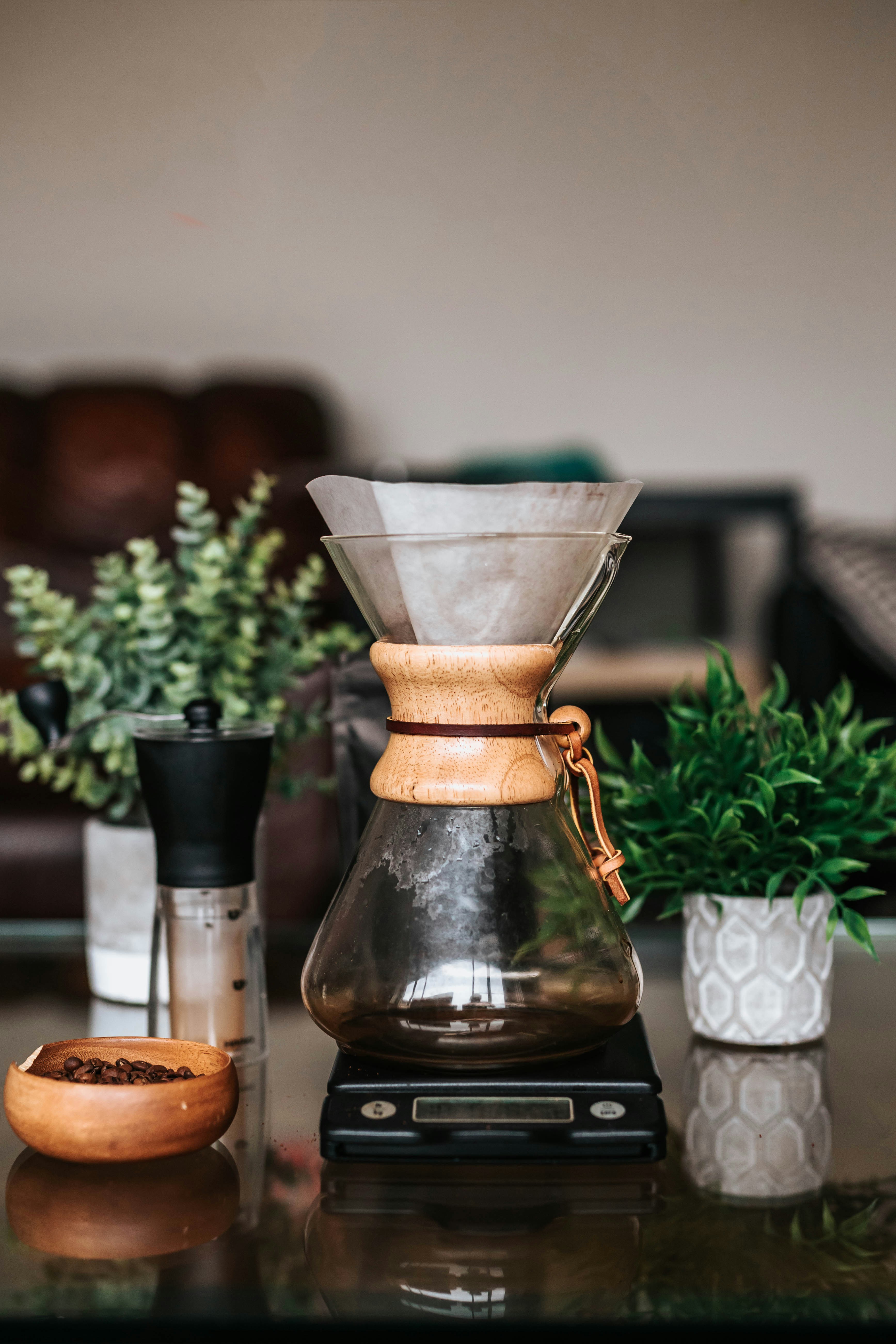 drip coffee on a scale
